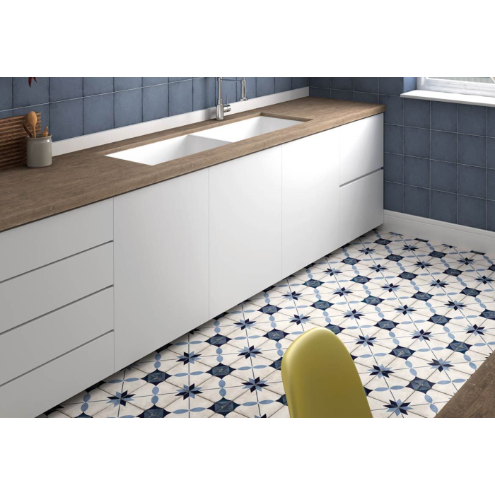 Art Nouveau Woad Blue 20x20