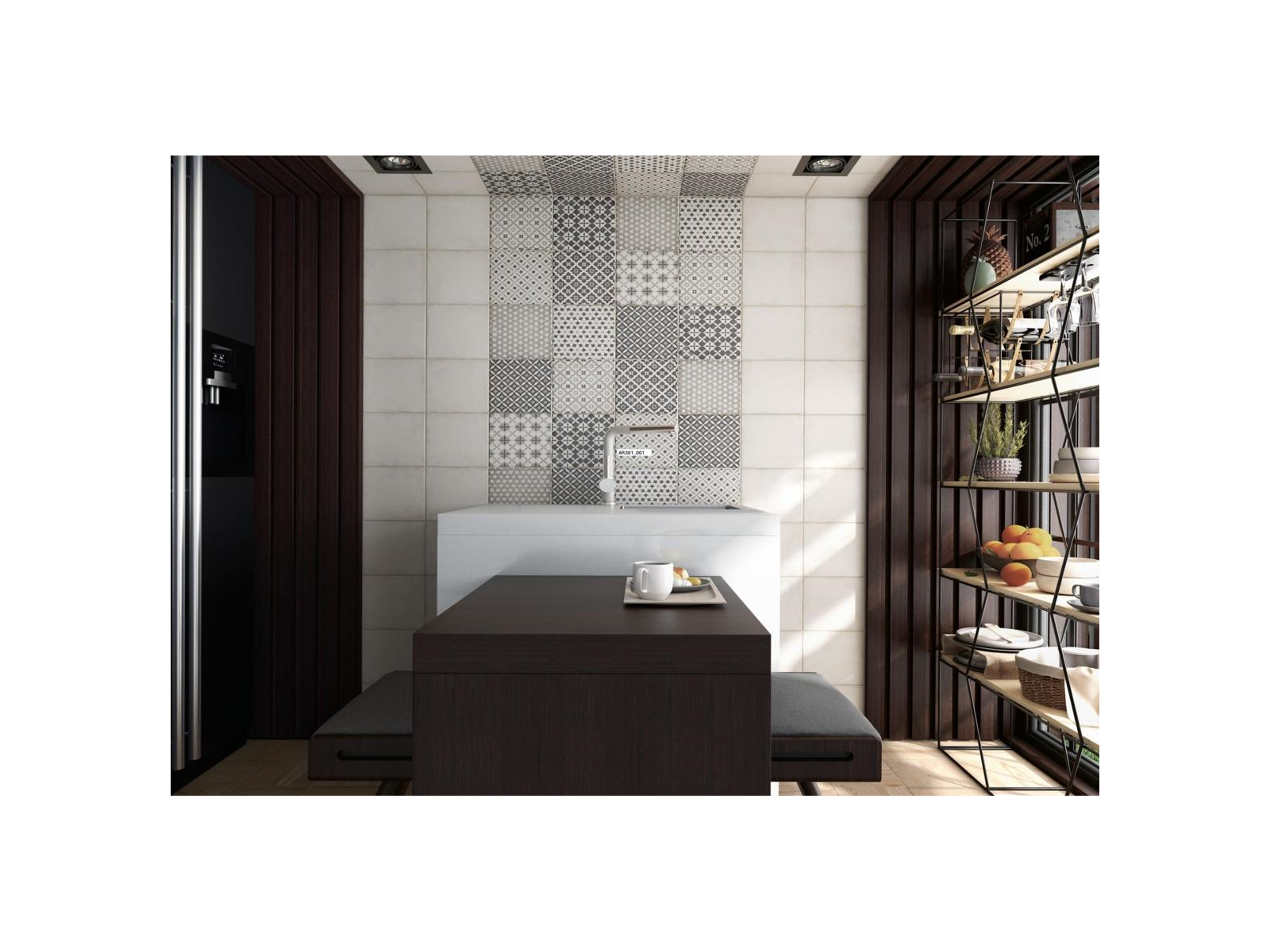 Art Nouveau Woad Blue 20x20