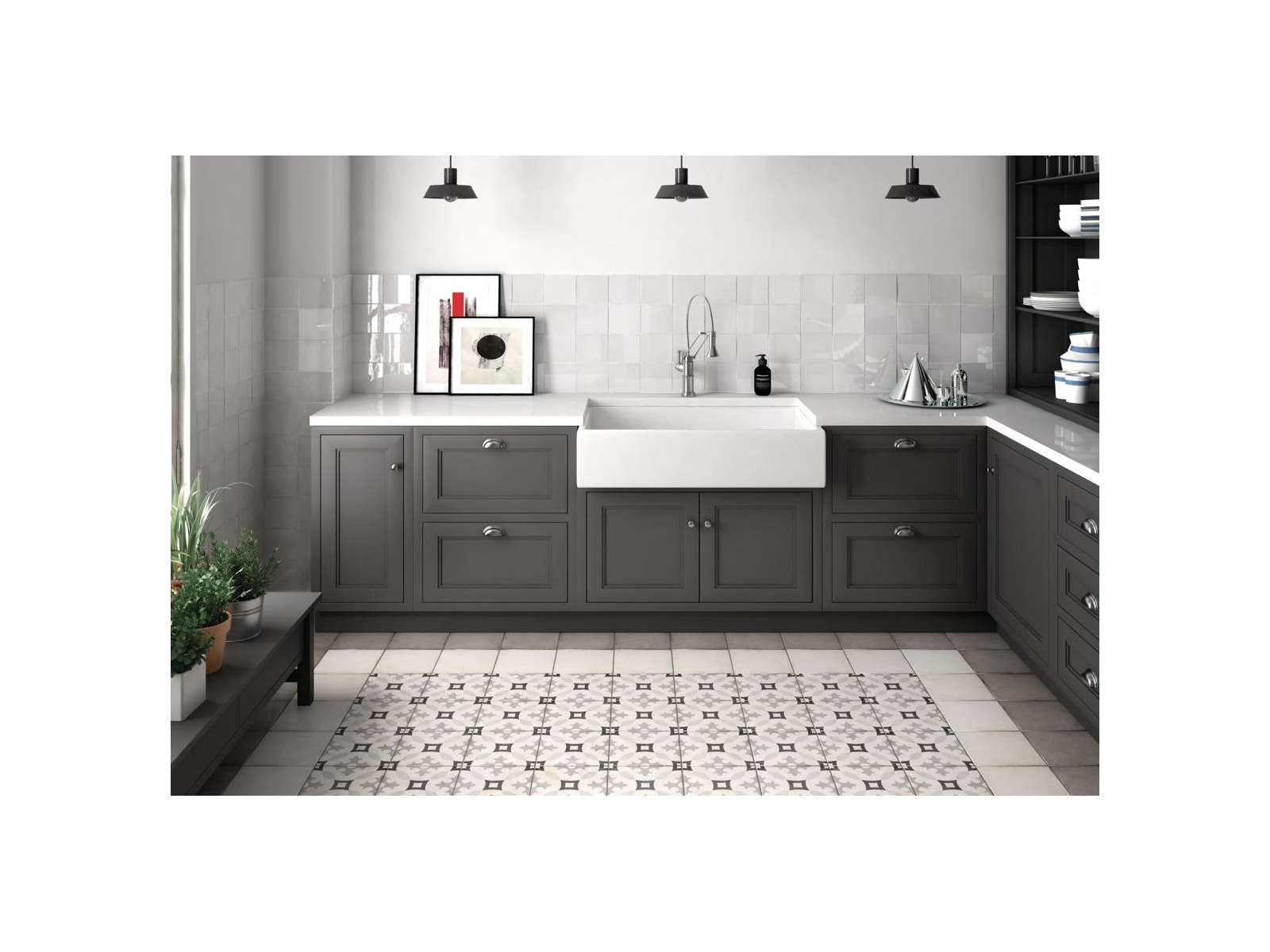 Art Nouveau Woad Blue 20x20