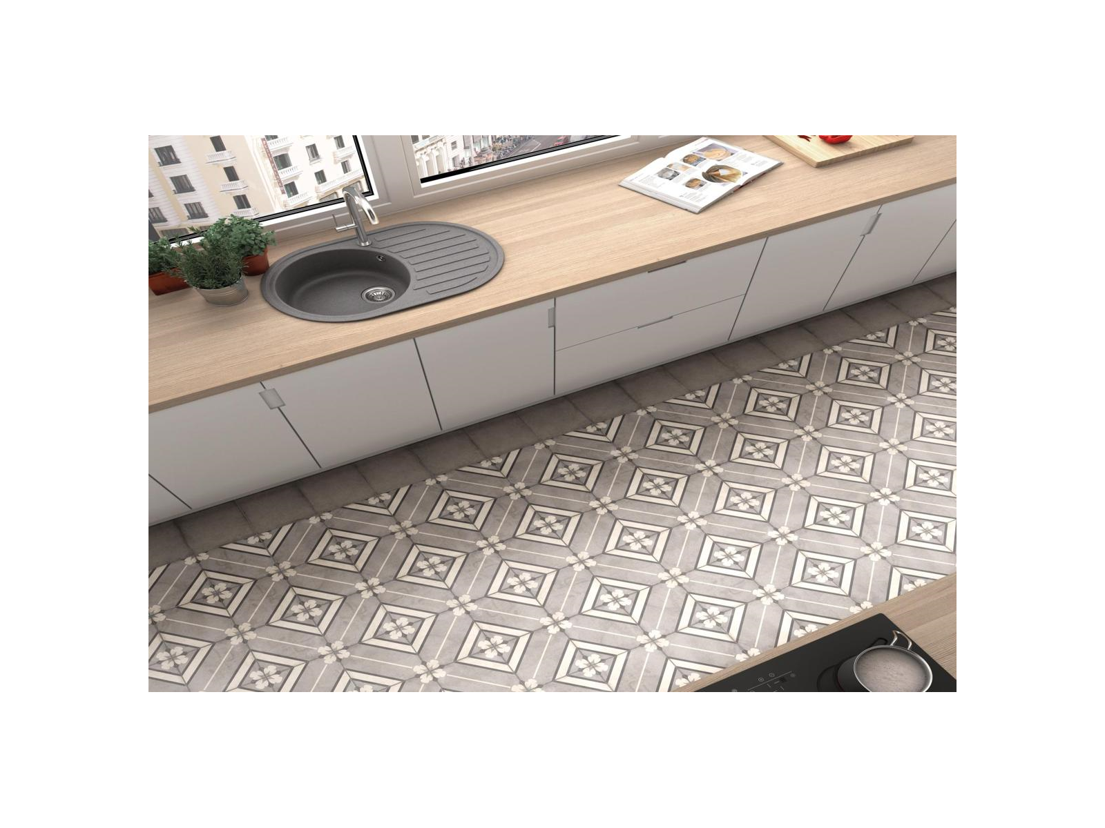 Art Nouveau Woad Blue 20x20