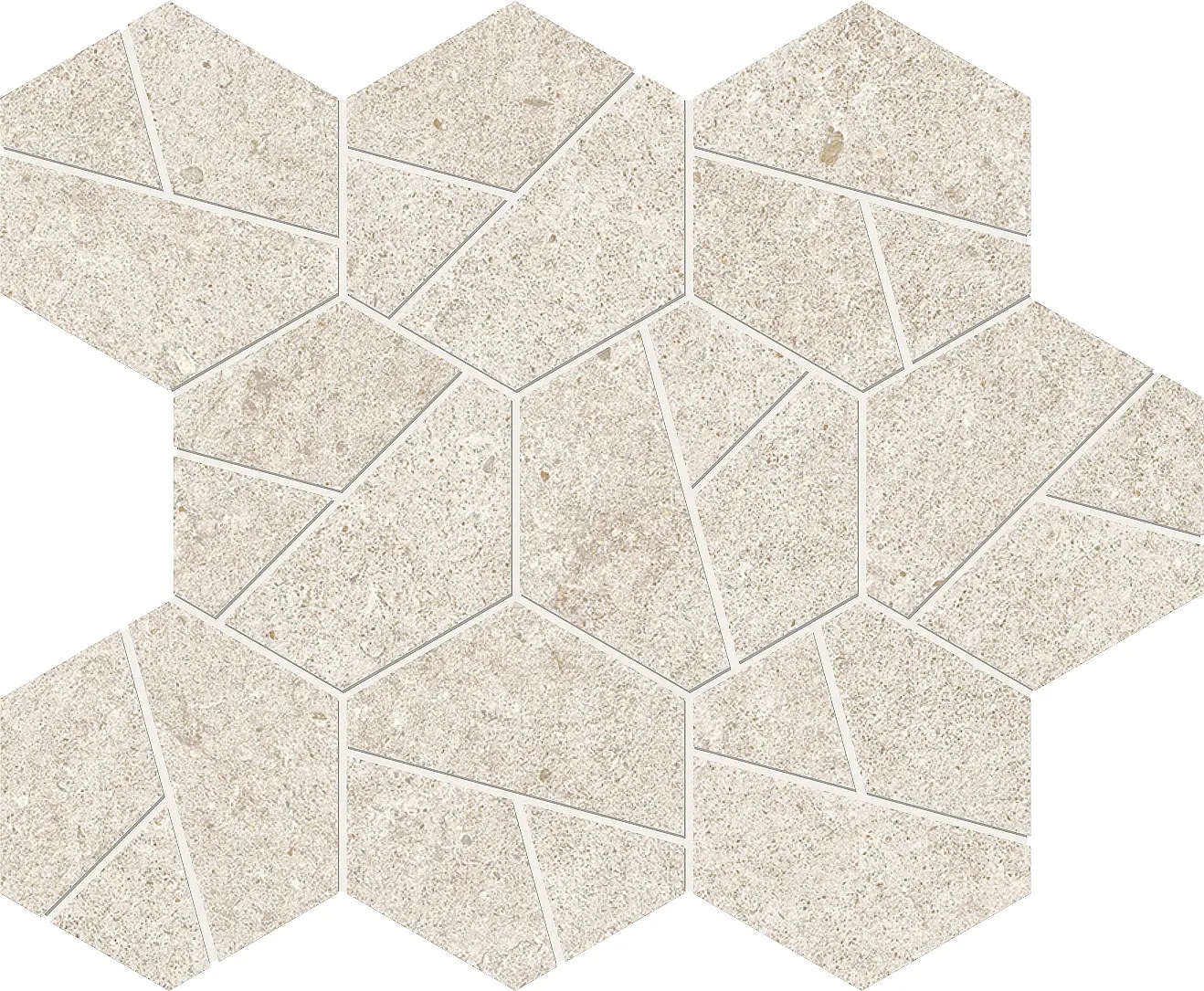 Boost Stone White Mosaico Hex 25×28,5