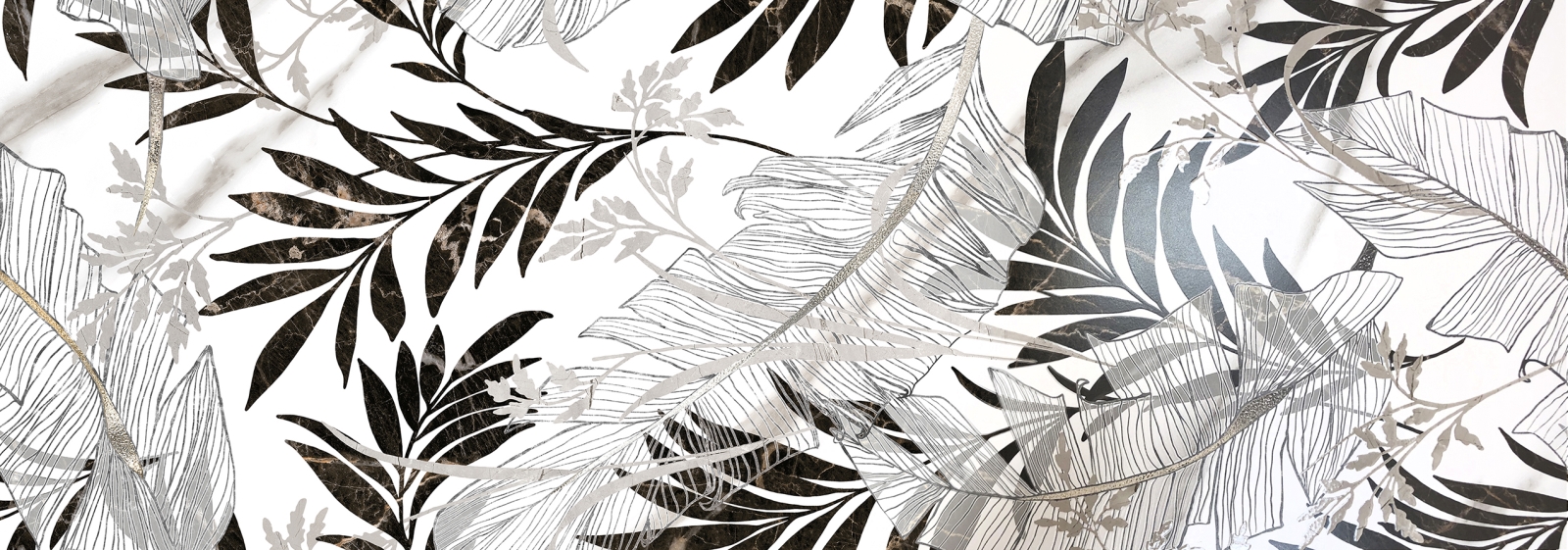 Carrara Leaves Blk   31,6X90
