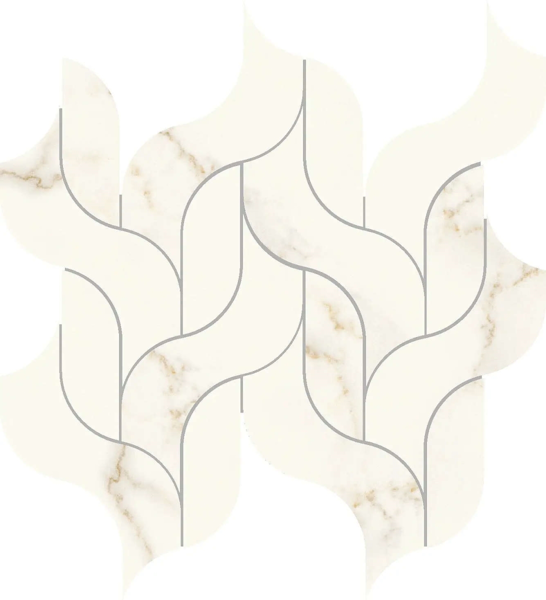 Marvel Calacatta Apuano Mosaico Waterfall Lappato 27,7×30,5