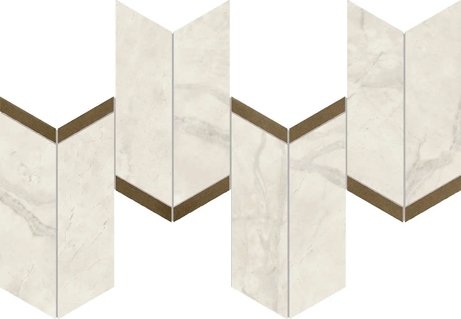 Marvel Calacatta Perla Mosaico Chevron Lappato 19,2×46,3