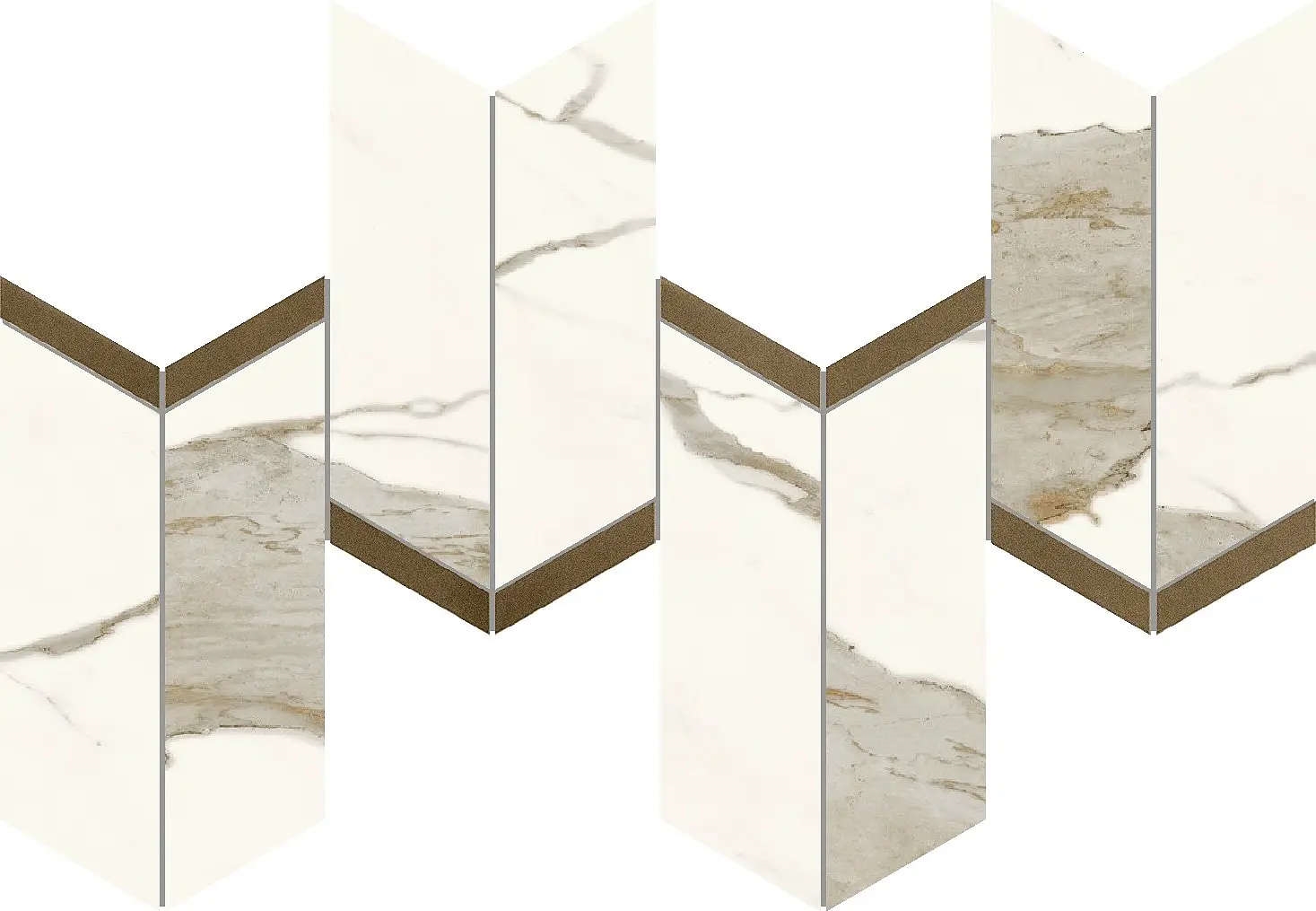 Marvel Calacatta Sublime Mosaico Chevron Lappato 19,2×46,3