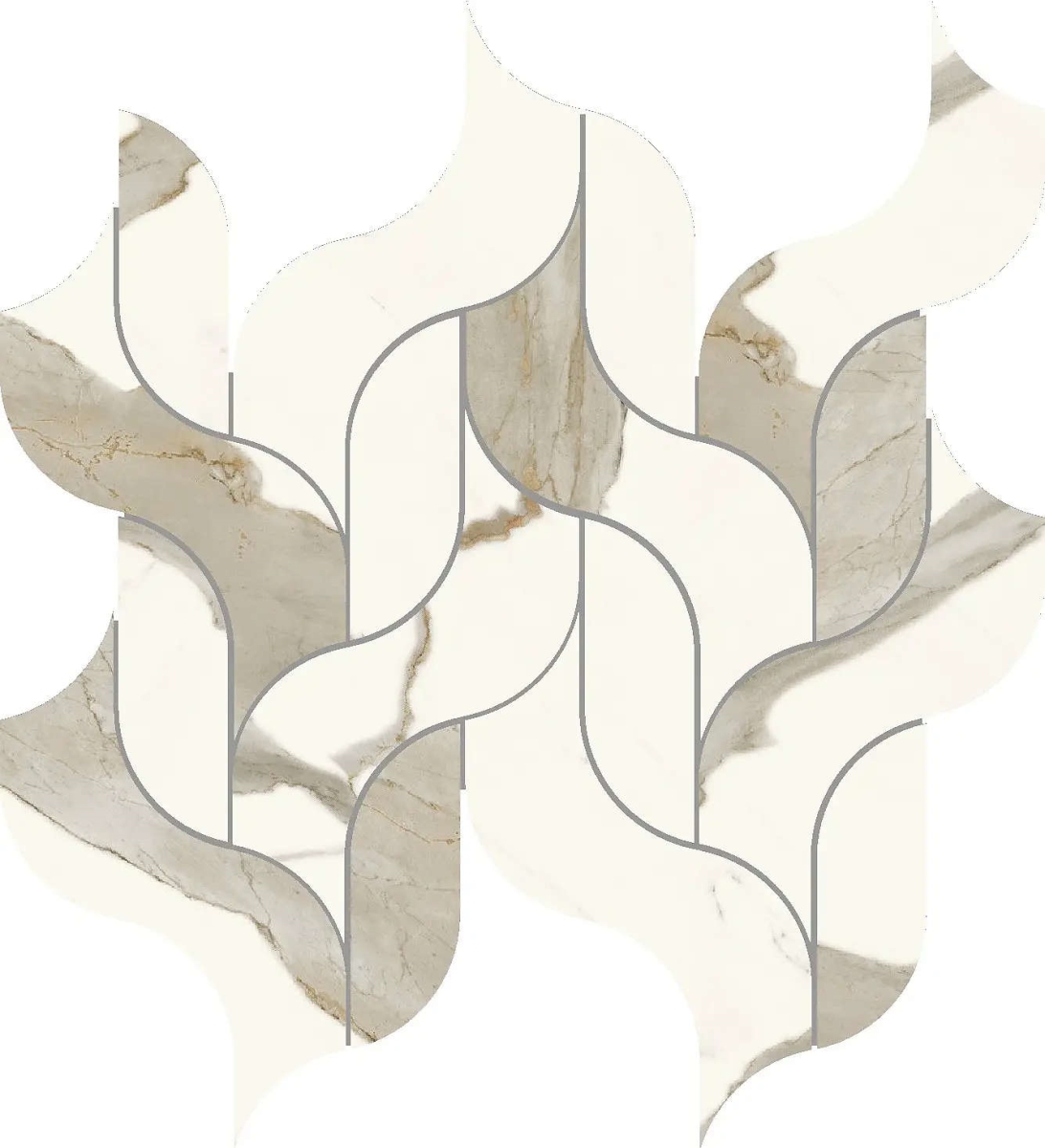 Marvel Calacatta Sublime Mosaico Waterfall Lappato 27,7×30,5