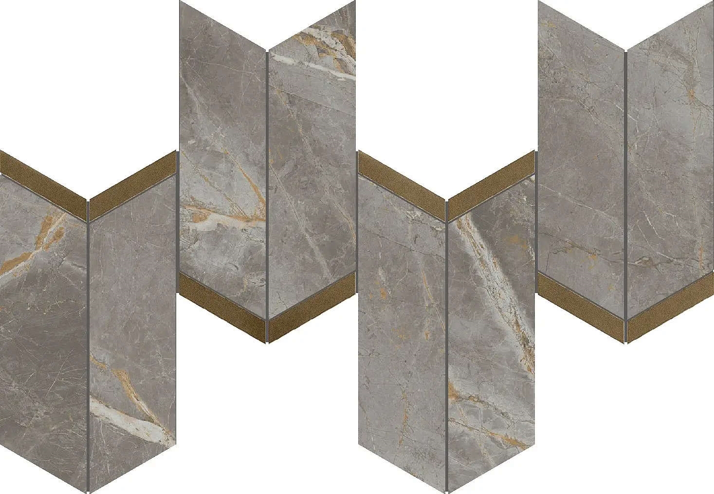 Marvel Fior Di Bosco Mosaico Chevron Lappato 19,2×46,3