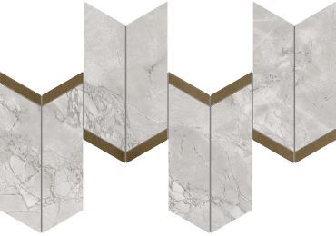 Marvel Grey Cloud Mosaico Chevron Lappato 19,2×46,3