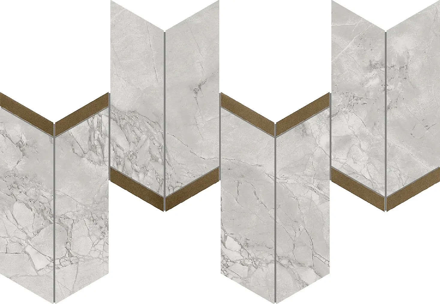 Marvel Grey Cloud Mosaico Chevron Lappato 19,2×46,3