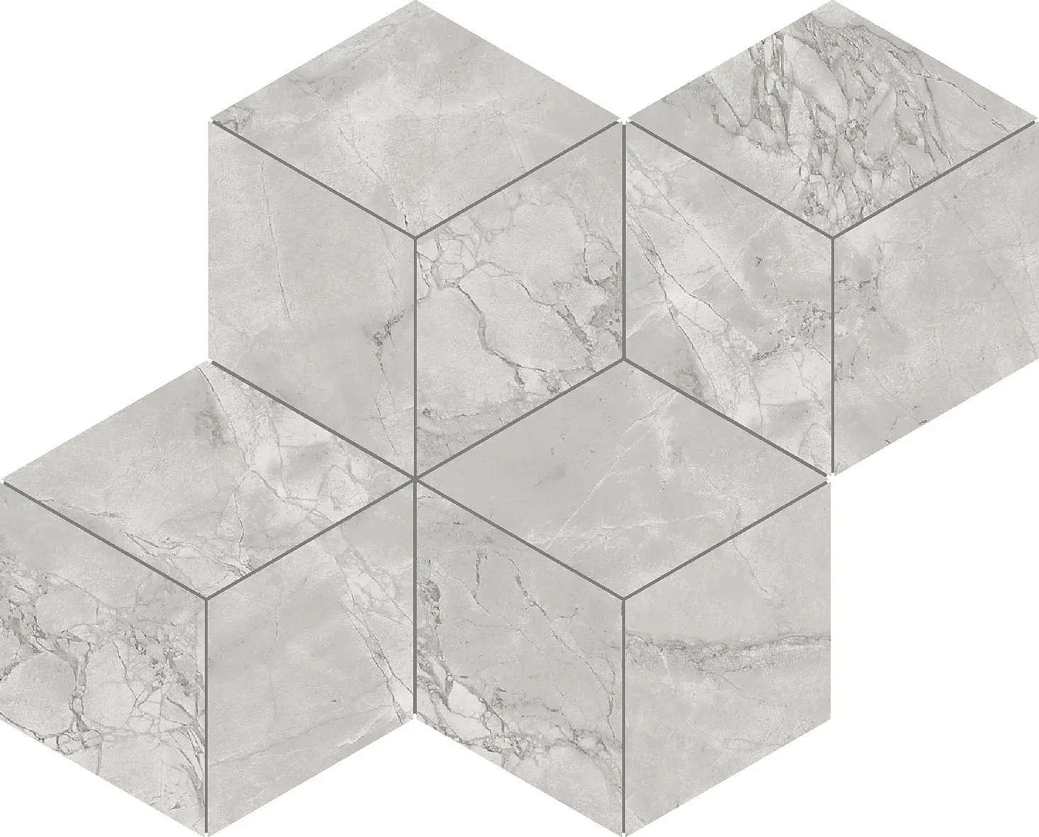 Marvel Grey Cloud Mosaico Esagono Silk 30×35