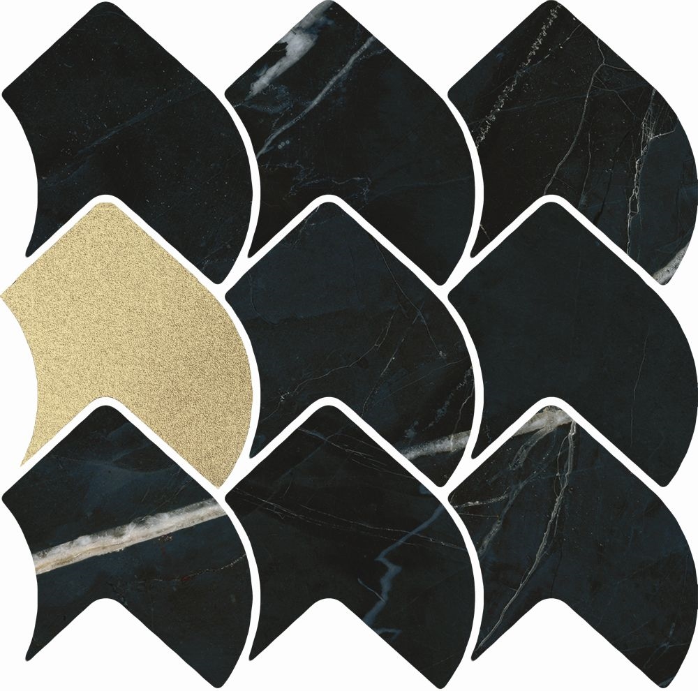 Mosaico Black Calacatta Gold 28,5X25,5