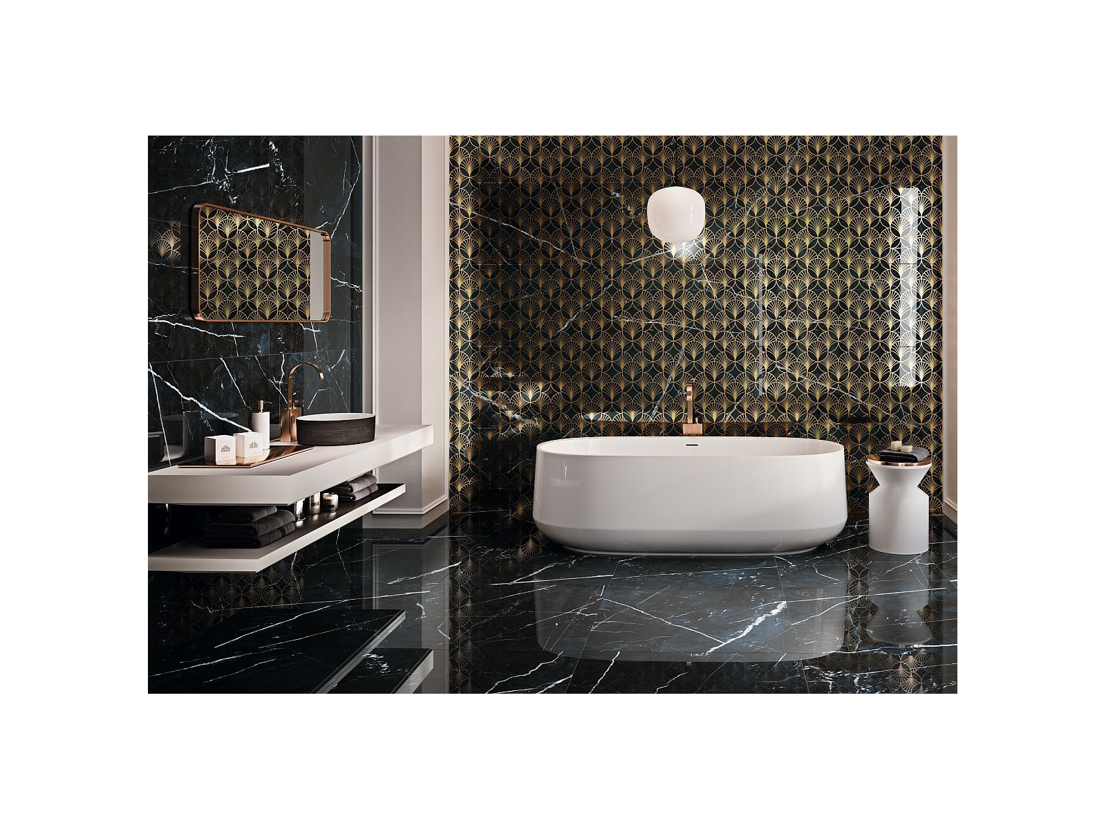 Mosaico Black Calacatta Gold 28,5X25,5