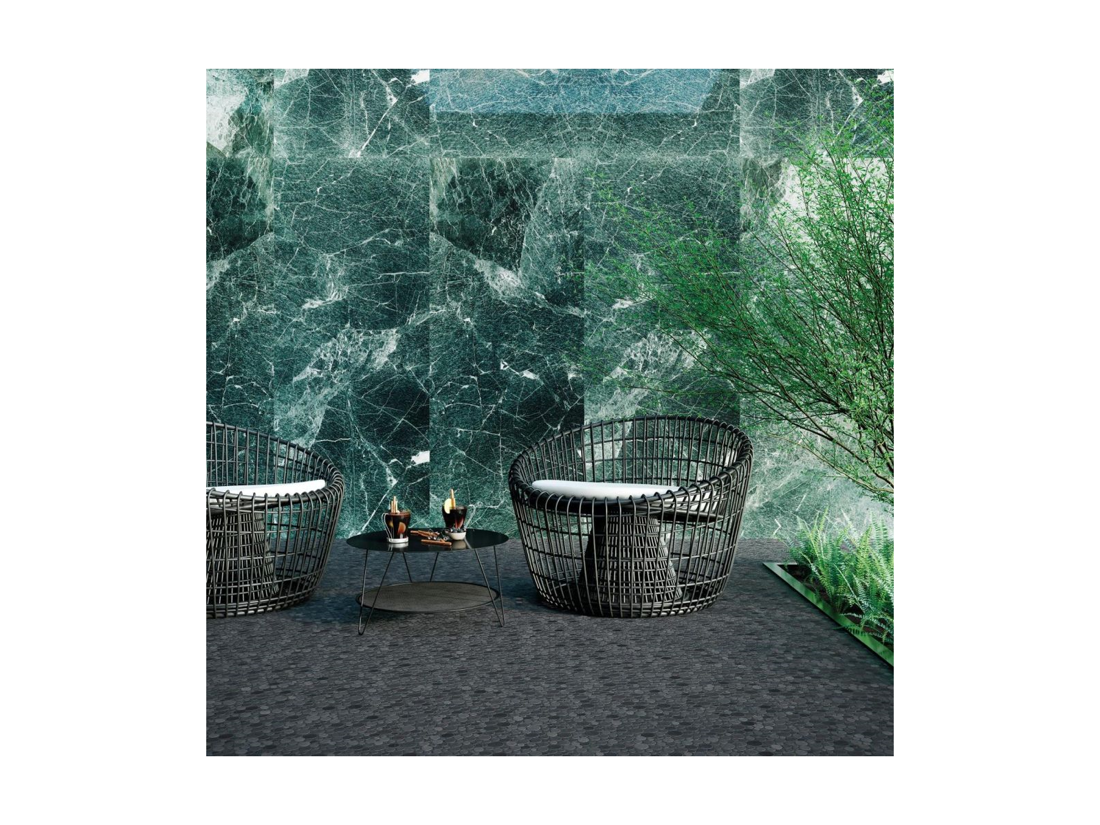 Paradise Round Stone Negro 31,5X31,5