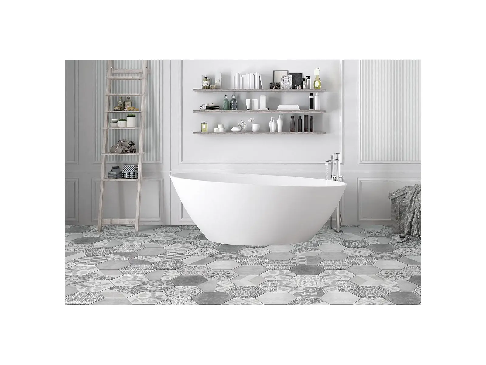 Paradise White Matt Hexagon 23x27