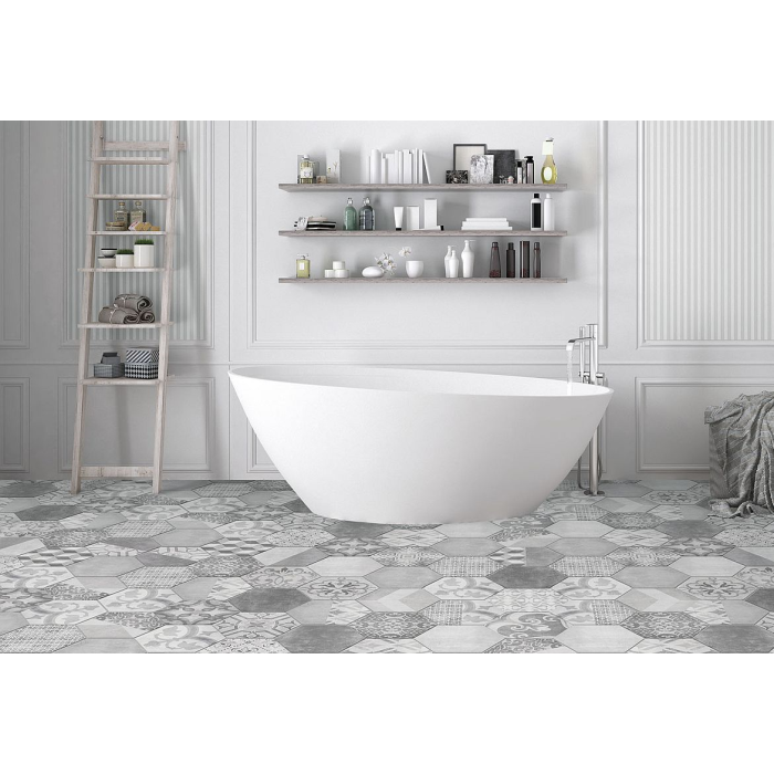 Quarzite Grey Matt Hexagon 23x27