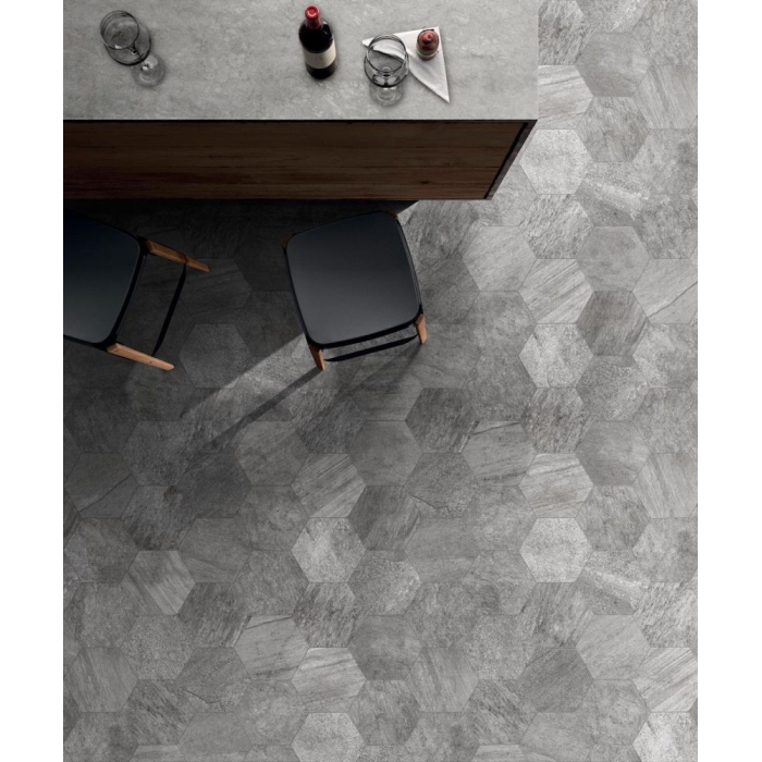 Quarzite Grey Matt Hexagon 23x27