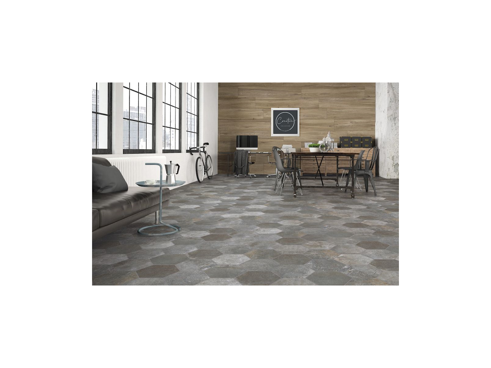 Siena Misty Grey Matt Hexagon 23x27