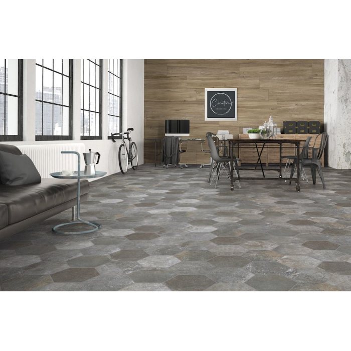 Siena Misty Grey Matt Hexagon 23x27